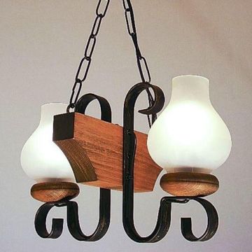 Candelabru rustic fabricat manual din lemn 2 brate Vela WOOD-VE-SP2