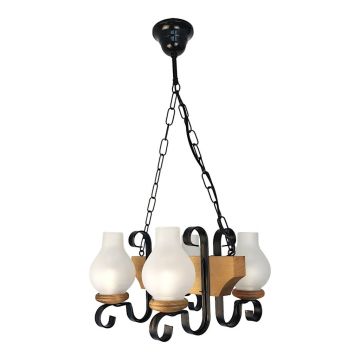 Candelabru rustic fabricat manual din lemn 4 brate Vela WOOD-VE-SP4