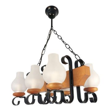 Candelabru rustic fabricat manual din lemn 6 brate Vela WOOD-VE-SP6