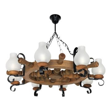 Candelabru rustic fabricat manual din lemn 8 brate Timona WOOD-TI-SP8D50