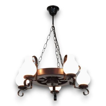 Candelabru rustic fabricat manual din lemn diam.30cm, 5 brate Roata WOOD-RO-SP5D30