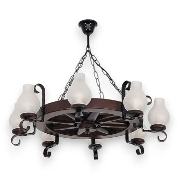 Candelabru rustic fabricat manual din lemn diam.50cm, 8 brate Roata WOOD-RO-SP8D50