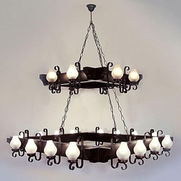 Candelabru rustic fabricat manual din lemn dim.130x130cm, 16+8 brate Queen WOOD-QU-SP24 (16+8)