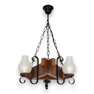 Candelabru rustic fabricat manual din lemn dim.40x40cm, 3 brate Queen WOOD-QU-SP3