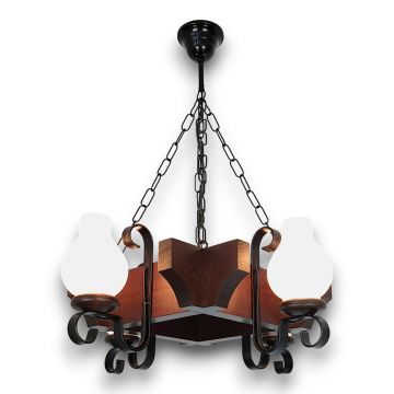Candelabru rustic fabricat manual din lemn dim.50x50cm, 4 brate Queen WOOD-QU-SP4