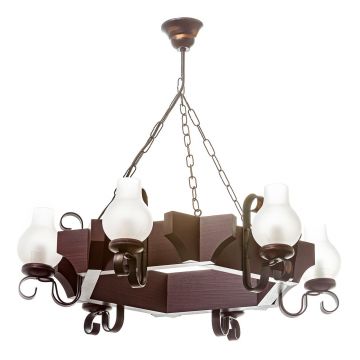 Candelabru rustic fabricat manual din lemn dim.65x65cm, 6 brate Queen WOOD-QU-SP6