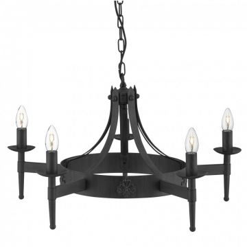 Candelabru stil rustic Cartwheel 5L 2425-5BK SRT