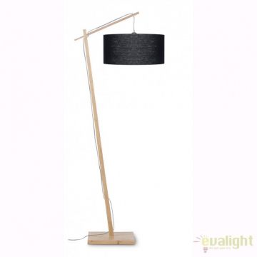 Lampadar din bambus si abajur din tesatura in, Andes natur/ negru ANDES/F/4723/B