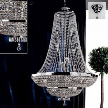 Lustra suspendata XXL cristal SchÃ¶ler design de lux Sheraton 120cm, chrome