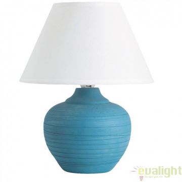 Veioza, lampa de masa din ceramica, finisaj alb/albastru, diametru 20,5cm, Molly 4392 RX