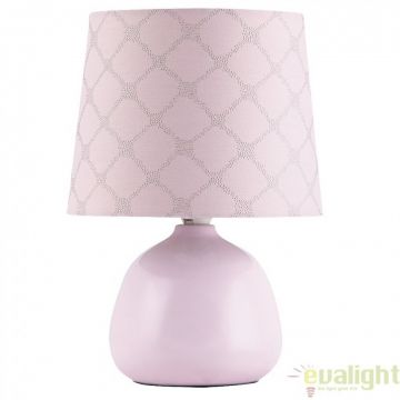 Veioza, lampa de masa, finisaj roz, diametru 18cm, Ellie 4384 RX