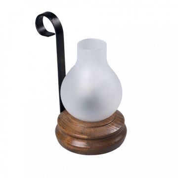 Veioza, lampa de masa rustica fabricata manual din lemn Vela WOOD-VE-TL1