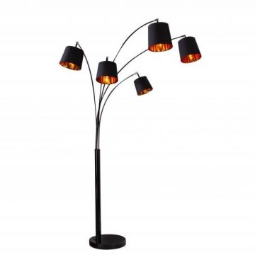 Lampadar tip arc cu 5 brate Levels negru/ auriu
