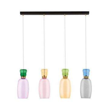 Lustra cu 4 pendule LED design modern Pluma multicolor