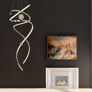 Lustra suspendata LED dimabila, design elegant RITZ auriu P0427D MX
