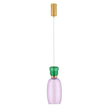 Pendul LED, Lustra design modern Pluma verde/ violet