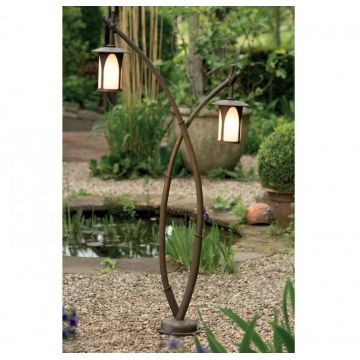 Stalp iluminat exterior din fier forjat, design asiatic, inaltime 170cm, AL 6642