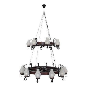 Candelabru rustic fabricat manual din lemn Roata 20L