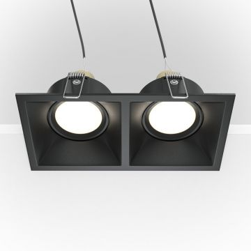 Corp incastrabil cu 2 spoturi directionabile design tehnic Dot negru
