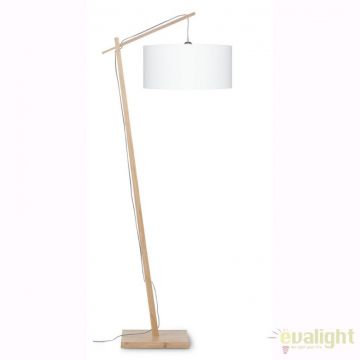 Lampadar cu cadru din bambus si abajur din tesatura in, Andes natur/ alb ANDES/F/4723/W