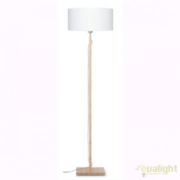 Lampadar modern cu baza din lemn si abajur textil FUJI, alb FUJI/F/4723/W