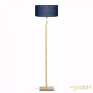 Lampadar modern cu baza din lemn si abajur textil FUJI, albastru FUJI/F/4723/BD