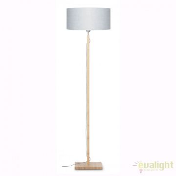 Lampadar modern cu baza din lemn si abajur textil FUJI, gri deschis FUJI/F/4723/LG