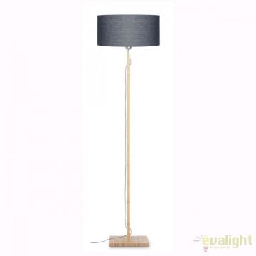 Lampadar modern cu baza din lemn si abajur textil FUJI, gri inchis FUJI/F/4723/DG