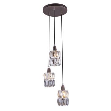 Lustra moderna cu 3 pendule WOLLI bronz/fumuriu 15761-3 GL
