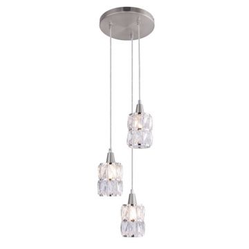 Lustra moderna cu 3 pendule WOLLI nichel/transparent 15760-3 GL