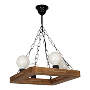 Lustra rustica fabricata manual din lemn KAVALA 4L