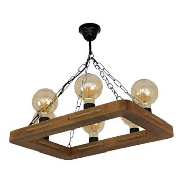 Lustra rustica fabricata manual din lemn KAVALA 6L