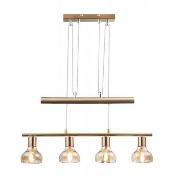 Lustra suspendata design modern Holly 4L auriu/amber