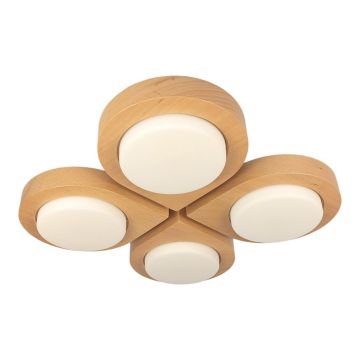 Plafoniera LED rustica fabricata manual din lemn LENS