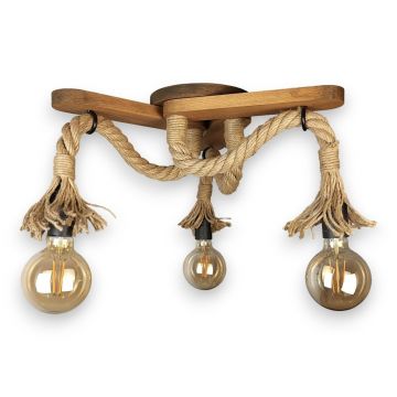 Plafoniera rustica fabricata manual din lemn ANCONA 3L