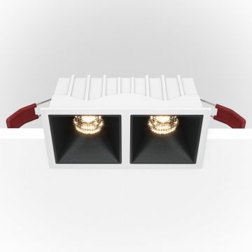 Spot LED incastrabil cu 2 surse de iluminat Alpha alb, negru 3000K