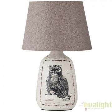 Veioza, lampa de masa, finisaj alb/gri, diametru 24cm, Dora 4373 RX