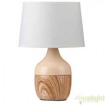 Veioza, lampa de masa, finisaj bej/alb, diametru 20cm, Yvette 4370 RX