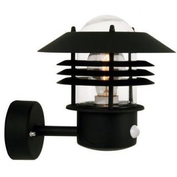 Aplica de perete exterior cu senzor, IP54 Vejers Up negru 25101003NL