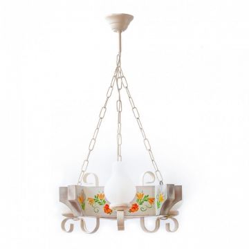 Candelabru fabricat manual din lemn alb pictat Queen