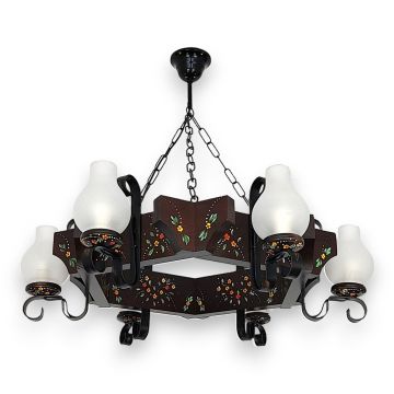 Candelabru fabricat manual din lemn pictat Queen 6L