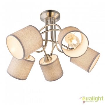 Lustra aplicata stil clasic Paco tesatura gri 5L 15185-5D GL