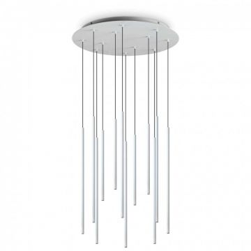 Lustra cu 12 pendule LED design tubular FILO SP12 BIANCO