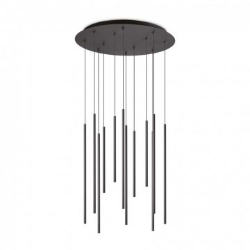 Lustra cu 12 pendule LED design tubular FILO SP12 NERO