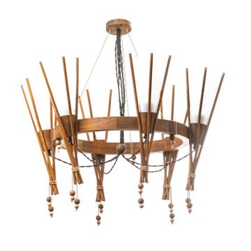 Lustra rustica fabricata manual din lemn MEXICANA 6L