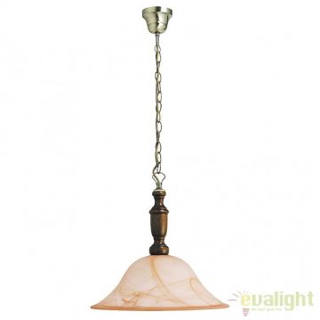 Lustra suspendata design clasic din lemn de nuc si bronz Rustic 3 7099 RX