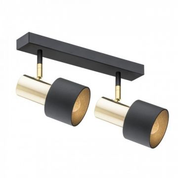 Plafoniera cu 2 spoturi design minimalist DORIA negru/alama