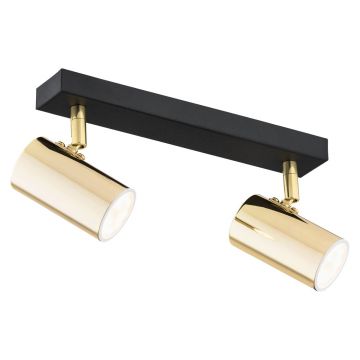 Plafoniera cu 2 spoturi design minimalist LAGOS negru/alama