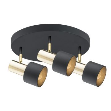 Plafoniera cu 3 spoturi design minimalist DORIA negru/alama