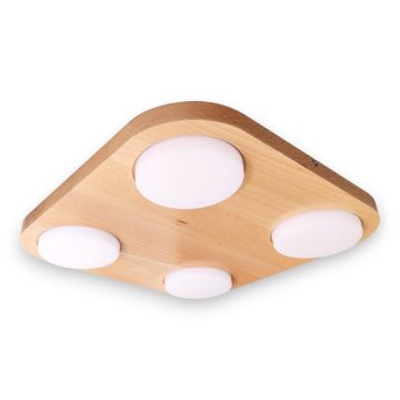 Plafoniera LED rustica fabricata manual din lemn OKIO 4L